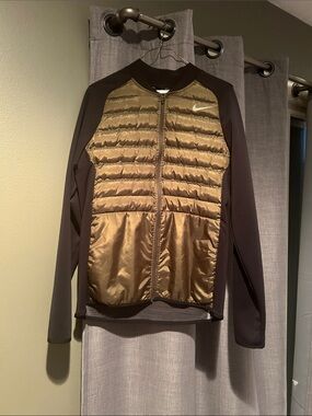 Nike Olive Green and Black Quilted Puffer Jacket